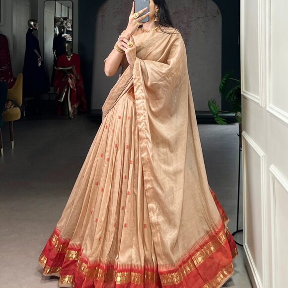 CHANDERI COTTON LEHENGA CHOLI - Picture 9 of 15